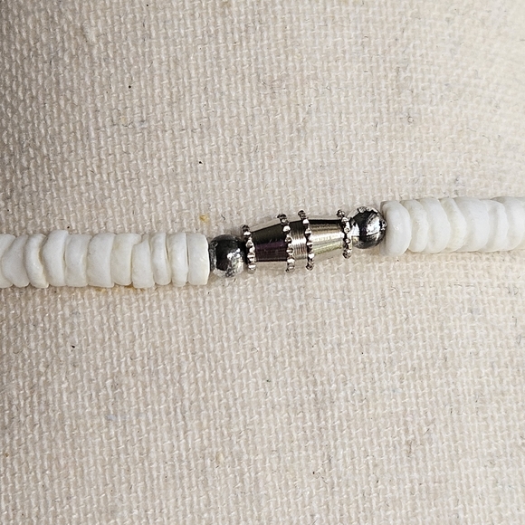 Blue Puka Shell Collar Necklace Vintage Hawaiian Tropical Beach Beaded Handmade - Picture 10 of 11